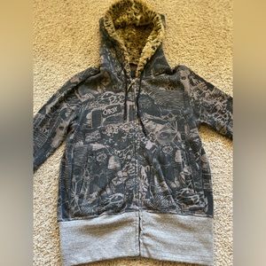 Women’s Obey Leopard Zip Up Hoodie Vintage